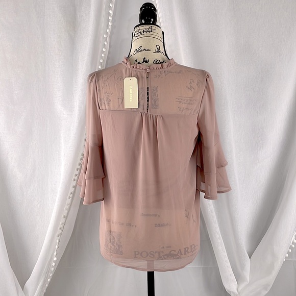 NWT Sheer Dusty Rose Blouse Size Small. - Picture 2 of 7